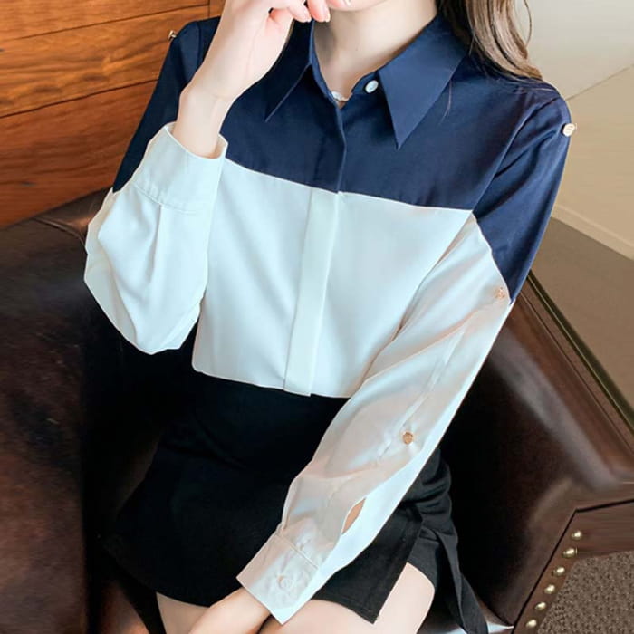 Polo Collar Long Sleeve Fashion Shirt