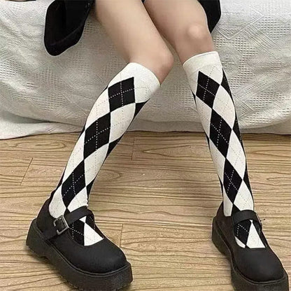 Preppy Argyle High Socks