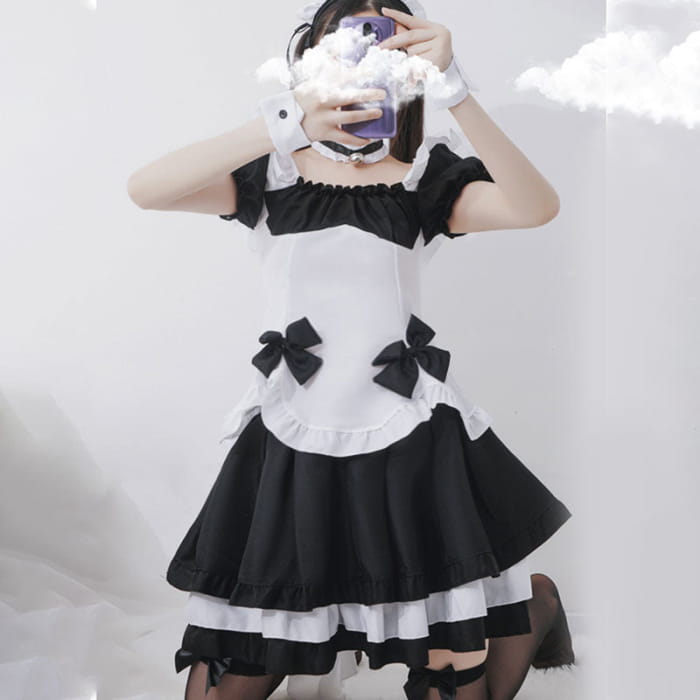 Princess Maid Bow Tie Costume Top Skirt Set