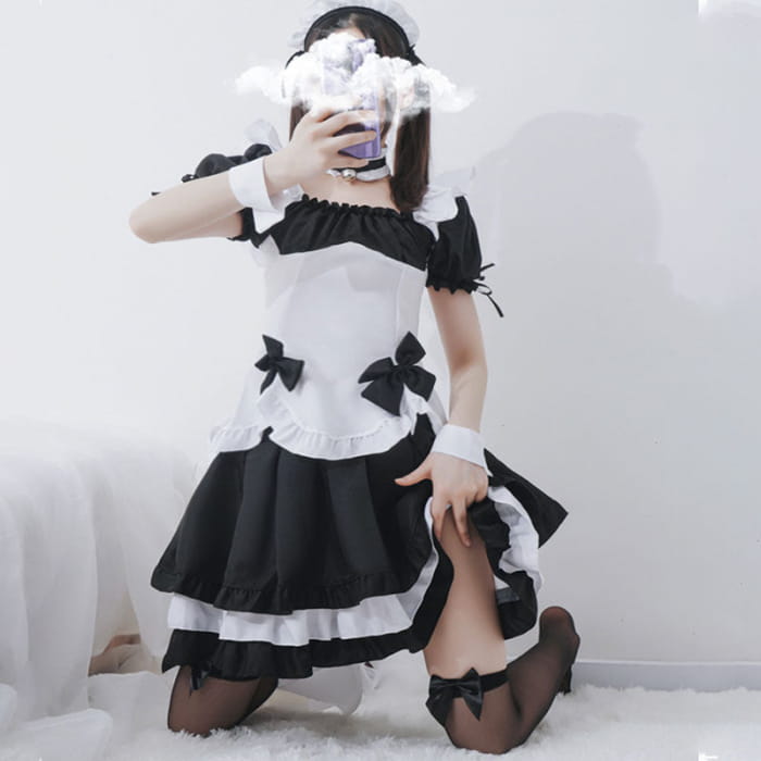 Princess Maid Bow Tie Costume Top Skirt Set