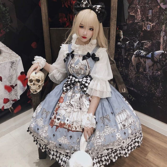 Princess Print Bow Lolita Suspender Dress
