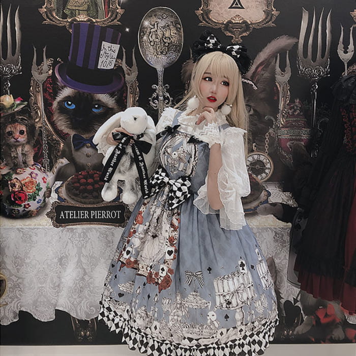 Princess Print Bow Lolita Suspender Dress