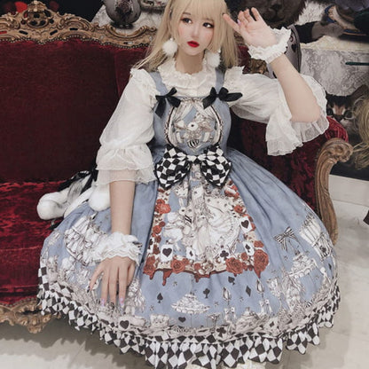 Princess Print Bow Lolita Suspender Dress