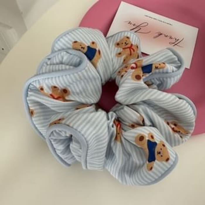 Print Fabric Scrunchie (Various Designs) - 660 - Bear &