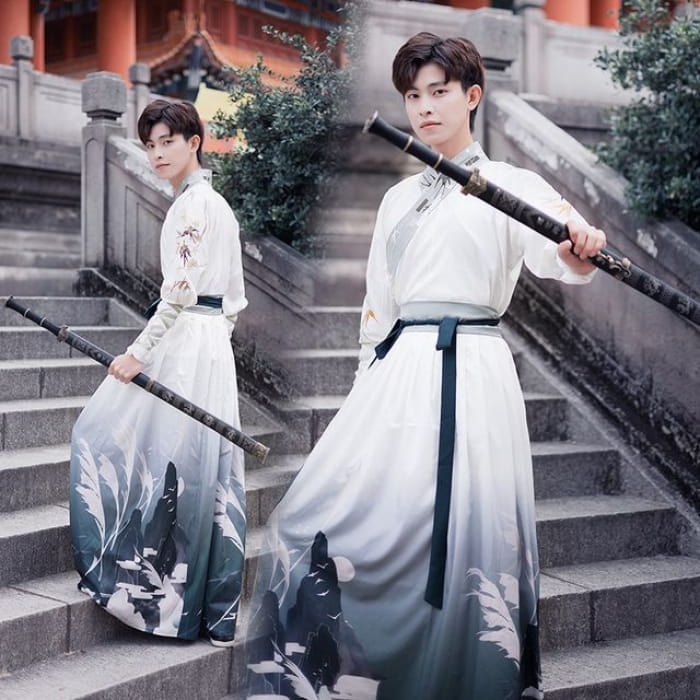 Print Gradient Hanfu Costume Set