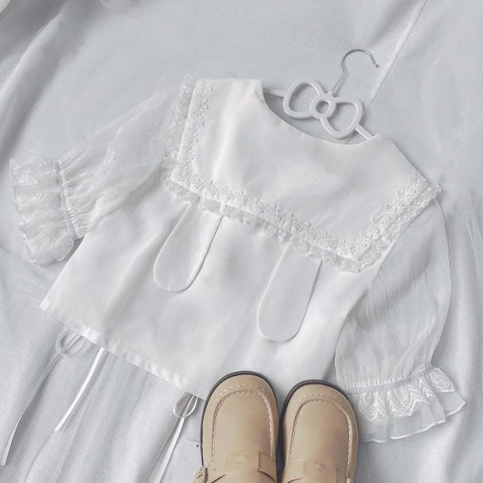 Puff-Sleeve Lace-Up Lolita Blouse