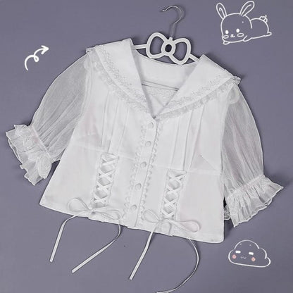 Puff-Sleeve Lace-Up Lolita Blouse