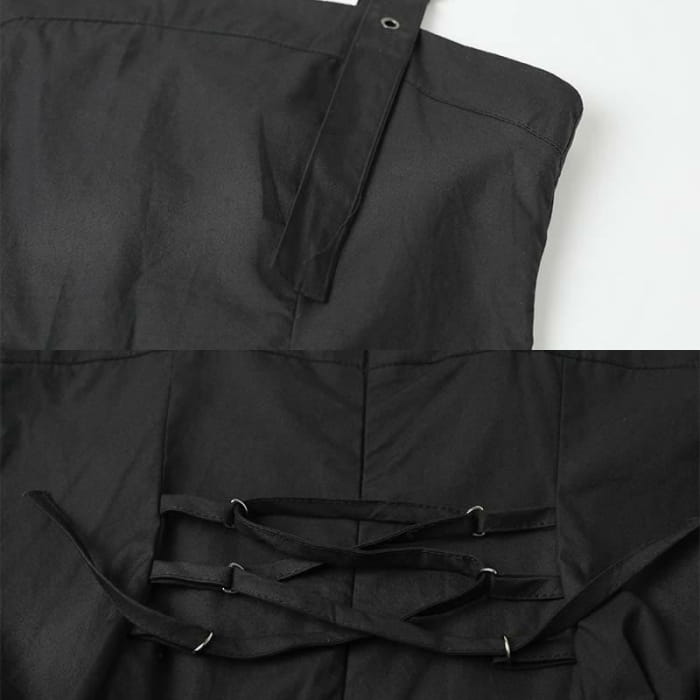 Puff Sleeve Shirt Irregular Lace Up Slip Dress Skirt Set