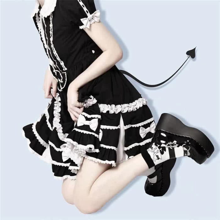 Punk Goth Bat Love Heart Buckle Platform Lolita Mary Janes