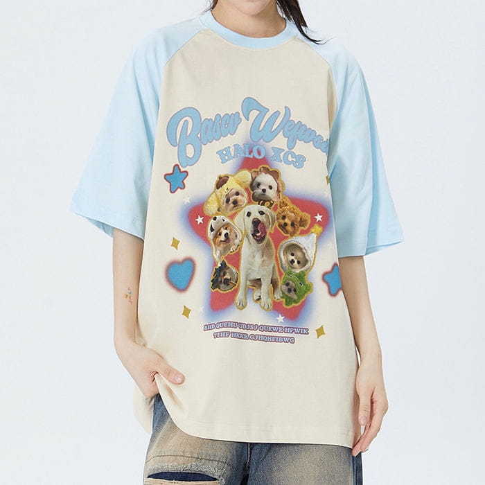 Puppy Oversized Graphic Tee - T-Shirts