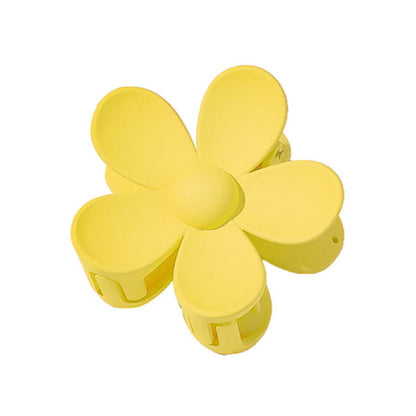 Pure Color Flower Hair Claw - Yellow - Other