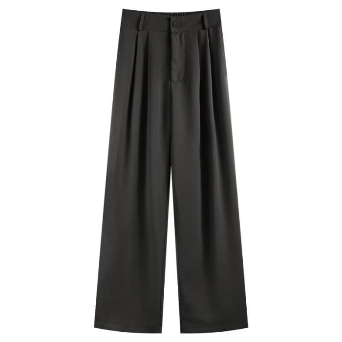 Pure Color Wide Leg Drape Suit Pants - Black / General