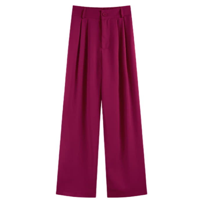 Pure Color Wide Leg Drape Suit Pants - Raspberry / General