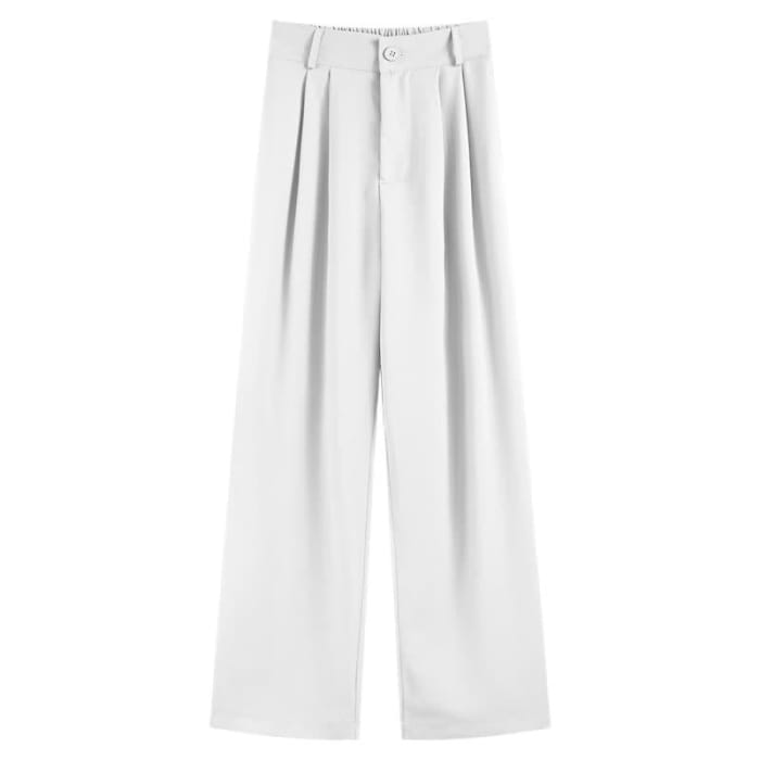 Pure Color Wide Leg Drape Suit Pants - White / General