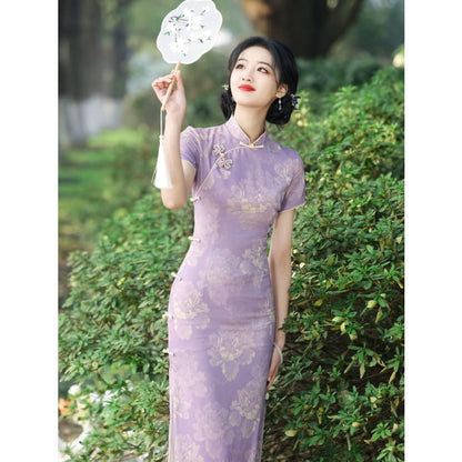 Purple Embodies Elegance Cheongsam - Female Hanfu