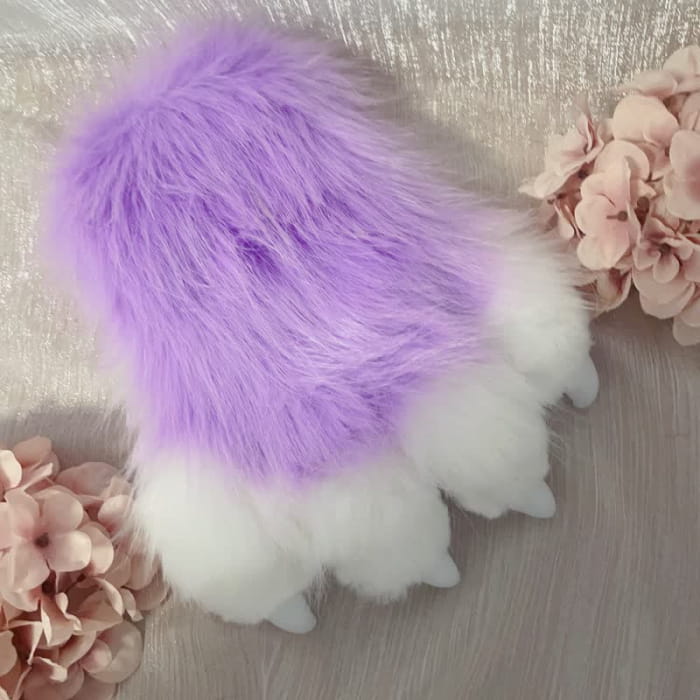 Purple Furry Fox Ears Tail Paw Headband Accessory