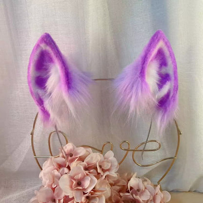 Purple Furry Fox Ears Tail Paw Headband Accessory