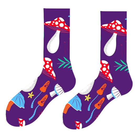 Purple Mushroom Print Socks - Standart