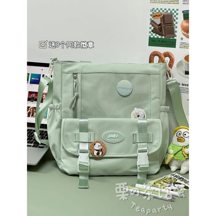 PVC Panel Buckled Tote Bag / Charm / Set - Without - Light