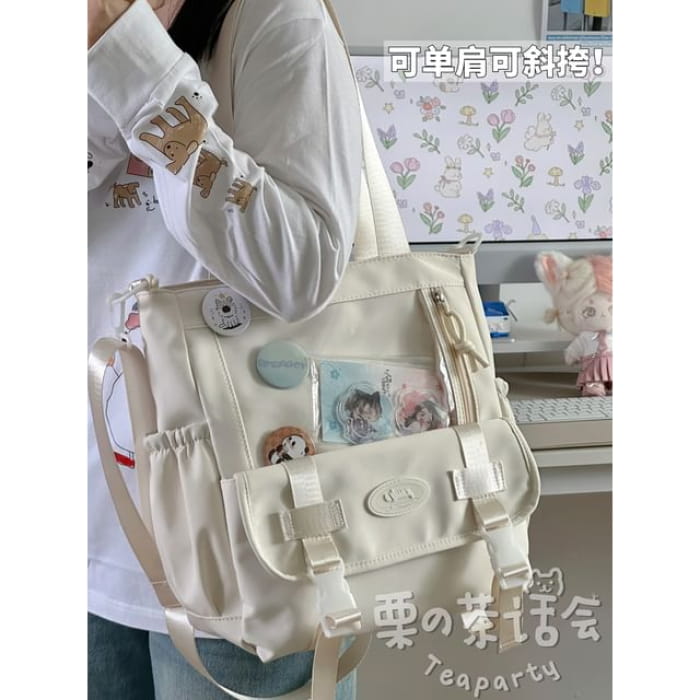 PVC Panel Buckled Tote Bag / Charm / Set - Without