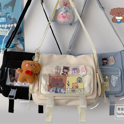 PVC Panel Multi-Pocket Crossbody Bag / Charm / Set - handbag