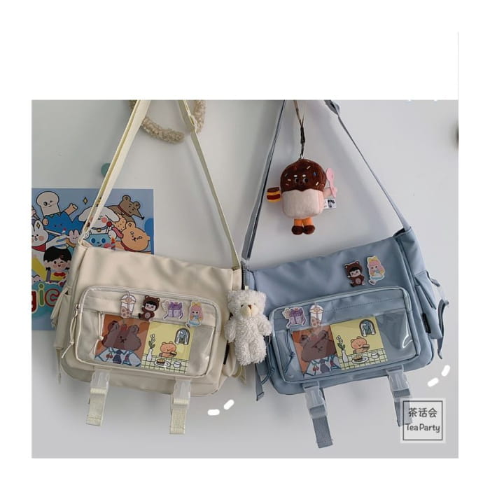 PVC Panel Multi-Pocket Crossbody Bag / Charm / Set - handbag