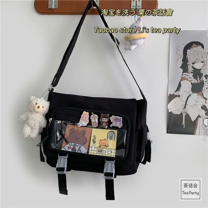 PVC Panel Multi-Pocket Crossbody Bag / Charm / Set