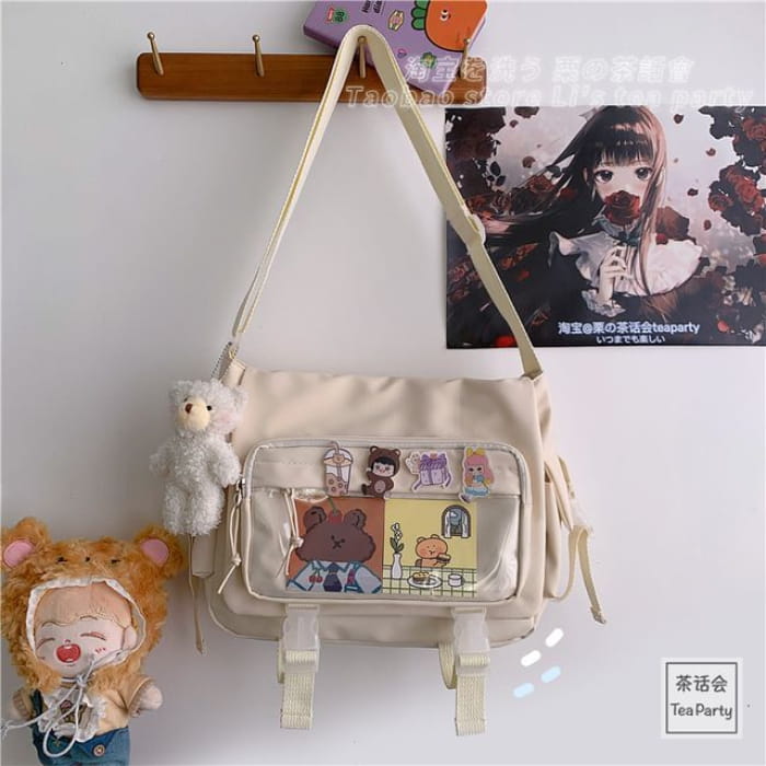 PVC Panel Multi-Pocket Crossbody Bag / Charm / Set