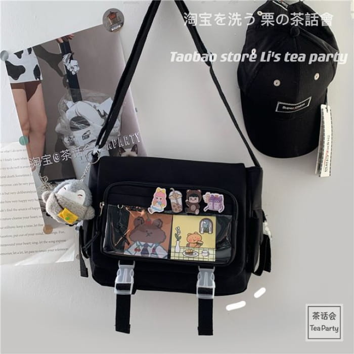 PVC Panel Multi-Pocket Crossbody Bag / Charm / Set