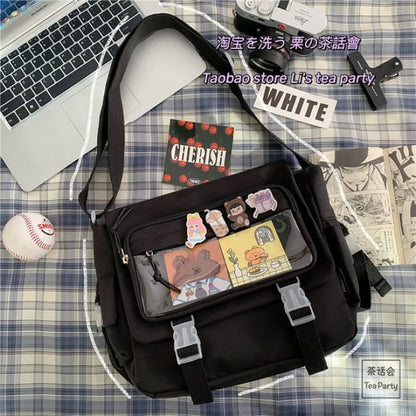 PVC Panel Multi-Pocket Crossbody Bag / Charm / Set