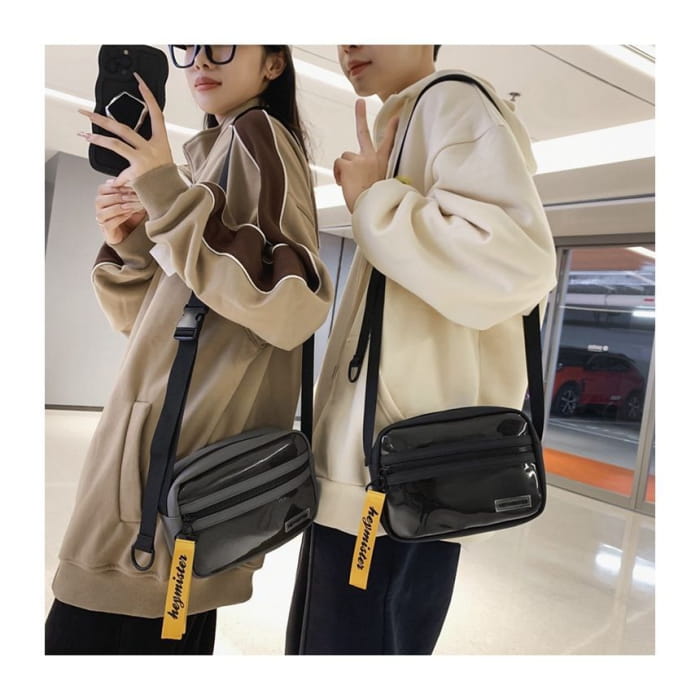 PVC Panel Zip Crossbody Bag