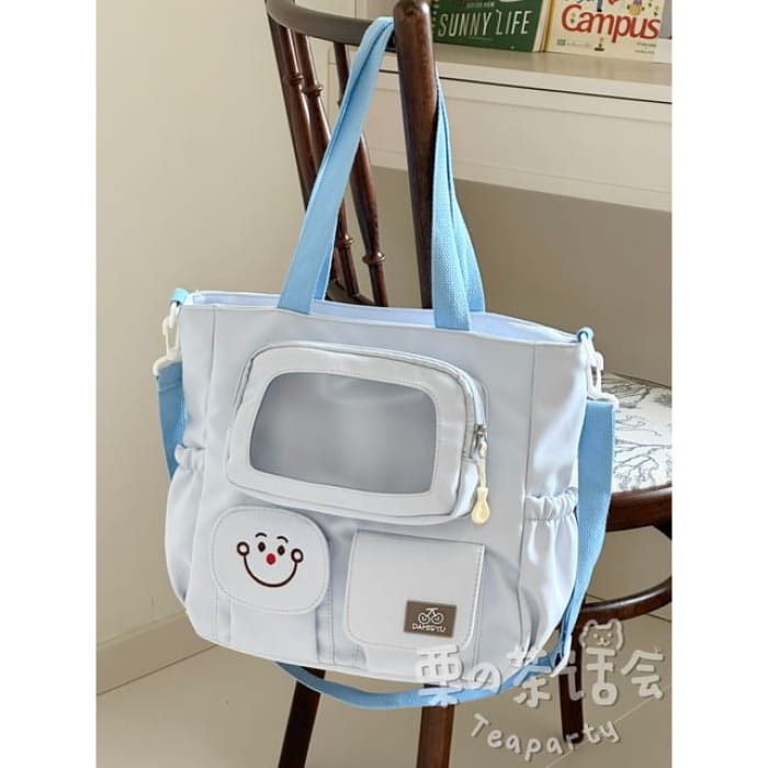 PVC Pocket Plain Tote Bag / Charm / Set - Without - Blue