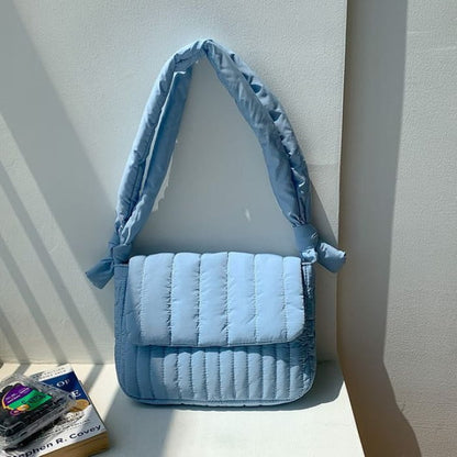 Quilted Flap Crossbody Bag - Blue / One Size