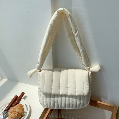 Quilted Flap Crossbody Bag - White / One Size