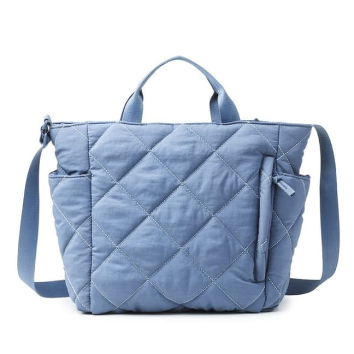 Quilted Tote Bag - Blue / One Size