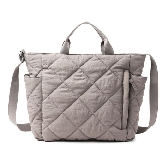 Quilted Tote Bag - Gray / One Size