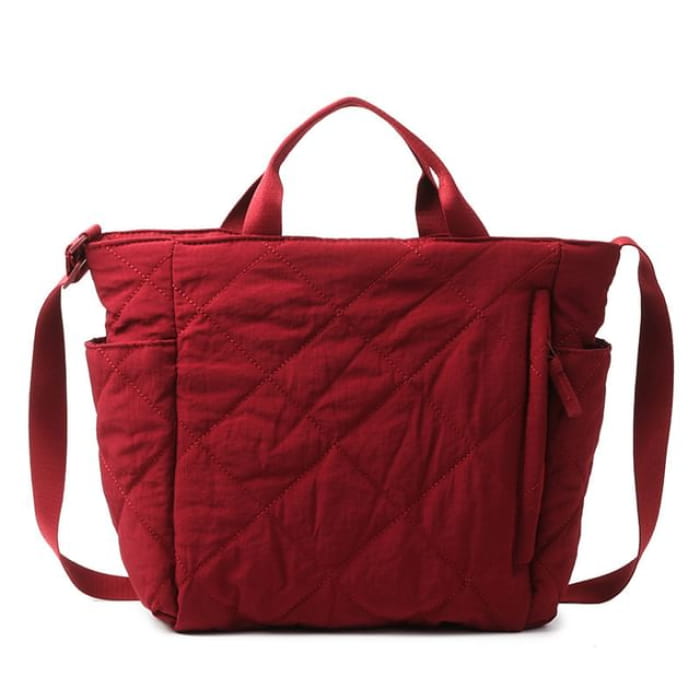 Quilted Tote Bag - Red / One Size