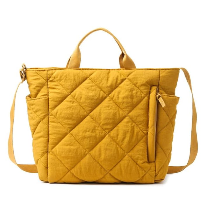 Quilted Tote Bag - Yellow / One Size