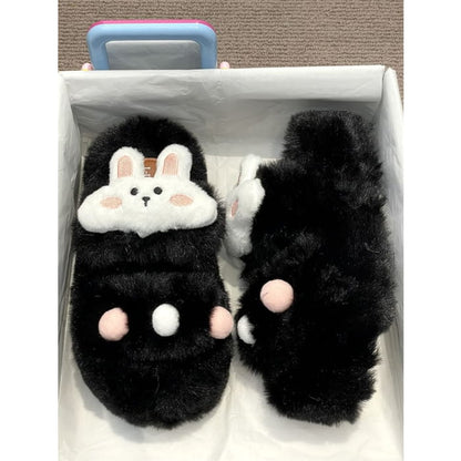 Rabbit Accent Fluffy Slide Sandals