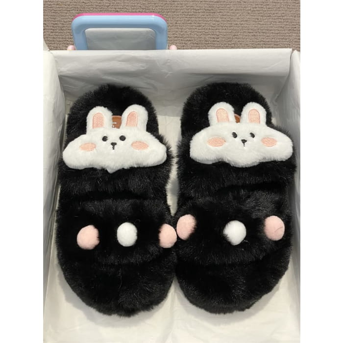 Rabbit Accent Fluffy Slide Sandals