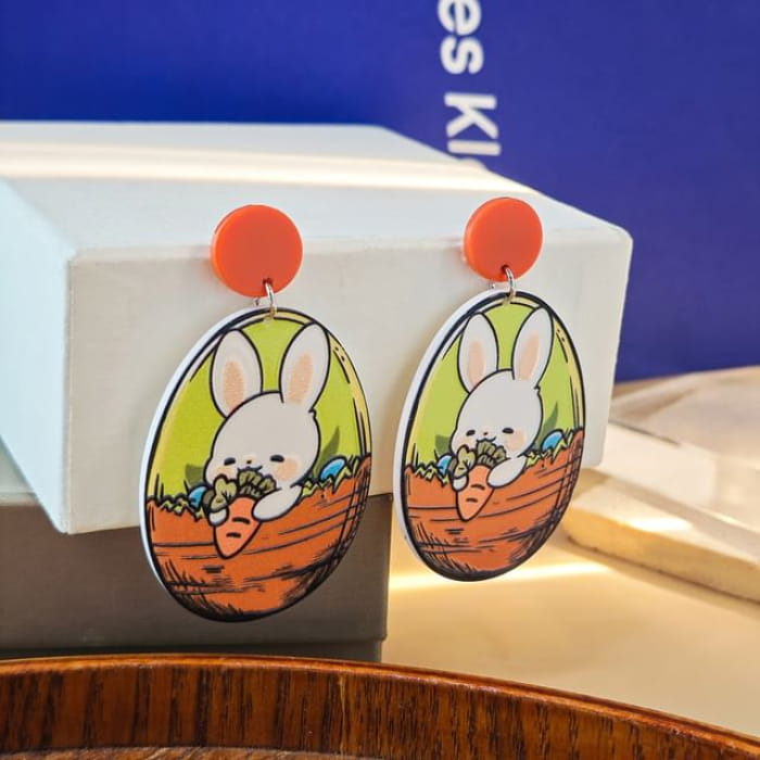 Rabbit Acrylic Drop Earring - 1 Pair - E6094-2 / One Size