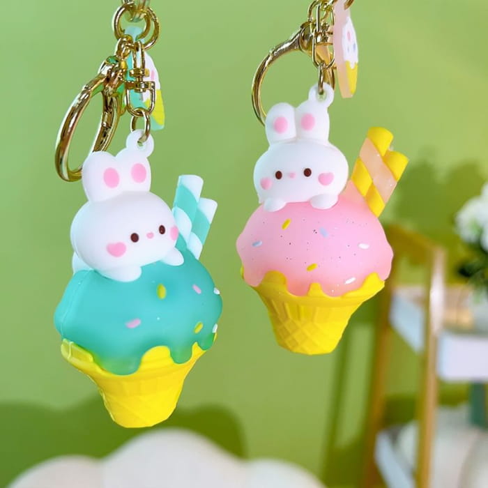 Rabbit Ice Cream Bag Charm Keyring