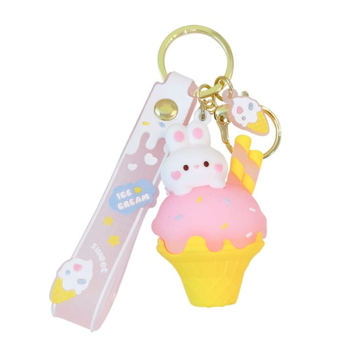 Rabbit Ice Cream Bag Charm Keyring