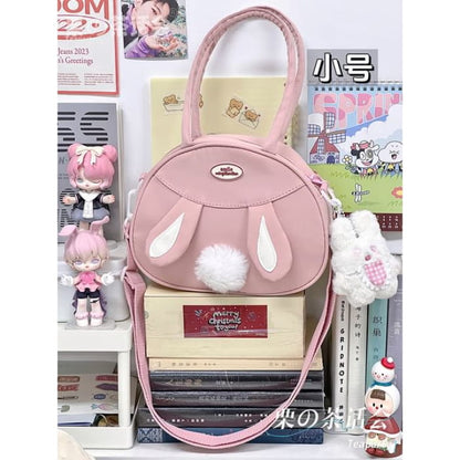 Rabbit Pom Tote Bag - With Charm - Pink / S