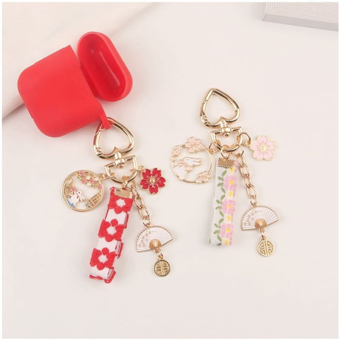 Rabbit Sakura Strap / Faux Pearl Bag Charm Keyring (Various