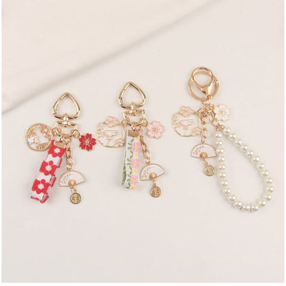 Rabbit Sakura Strap / Faux Pearl Bag Charm Keyring (Various