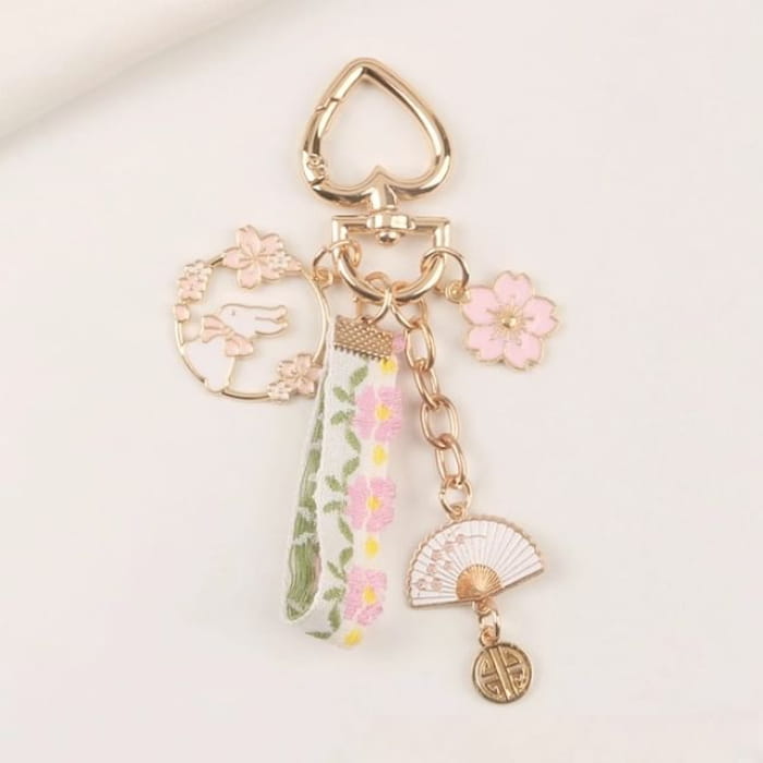 Rabbit Sakura Strap / Faux Pearl Bag Charm Keyring (Various