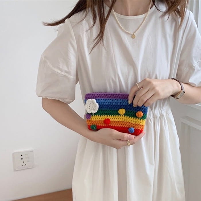 Rainbow Knitted Purse - Standart / Handbags