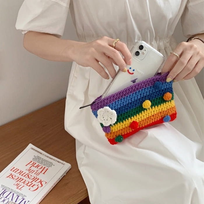 Rainbow Knitted Purse - Standart / Handbags