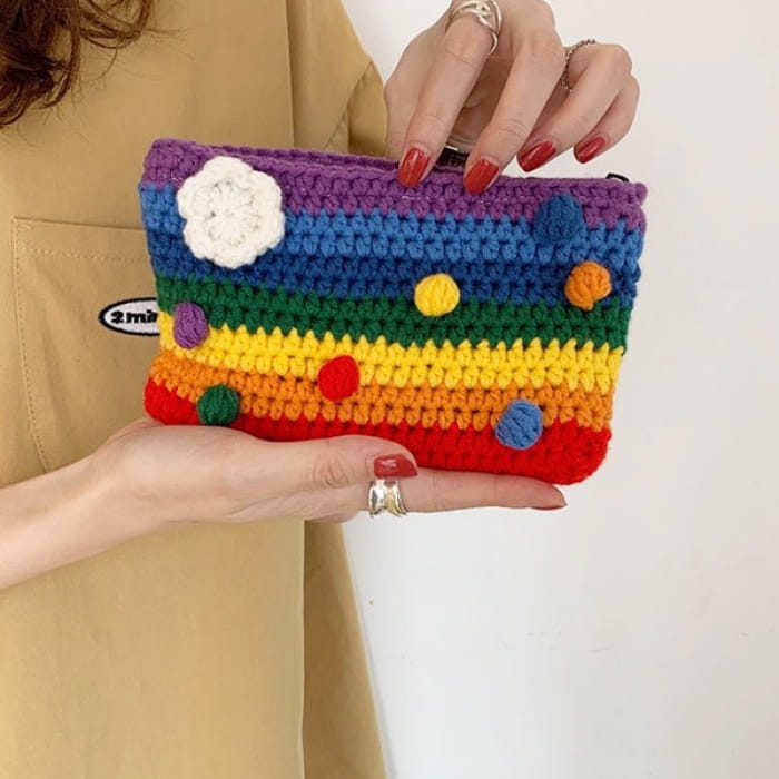 Rainbow Knitted Purse - Standart / Handbags